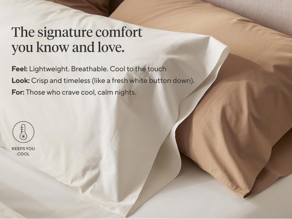 Dluxe Ave. ( FULL) 4 Pcs Coyuchi Organic Crinkled Percale Sheet Set, Undyed (Full)