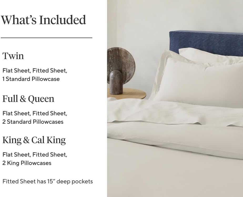 Dluxe Ave. ( FULL) 4 Pcs Coyuchi Organic Crinkled Percale Sheet Set, Undyed (Full)