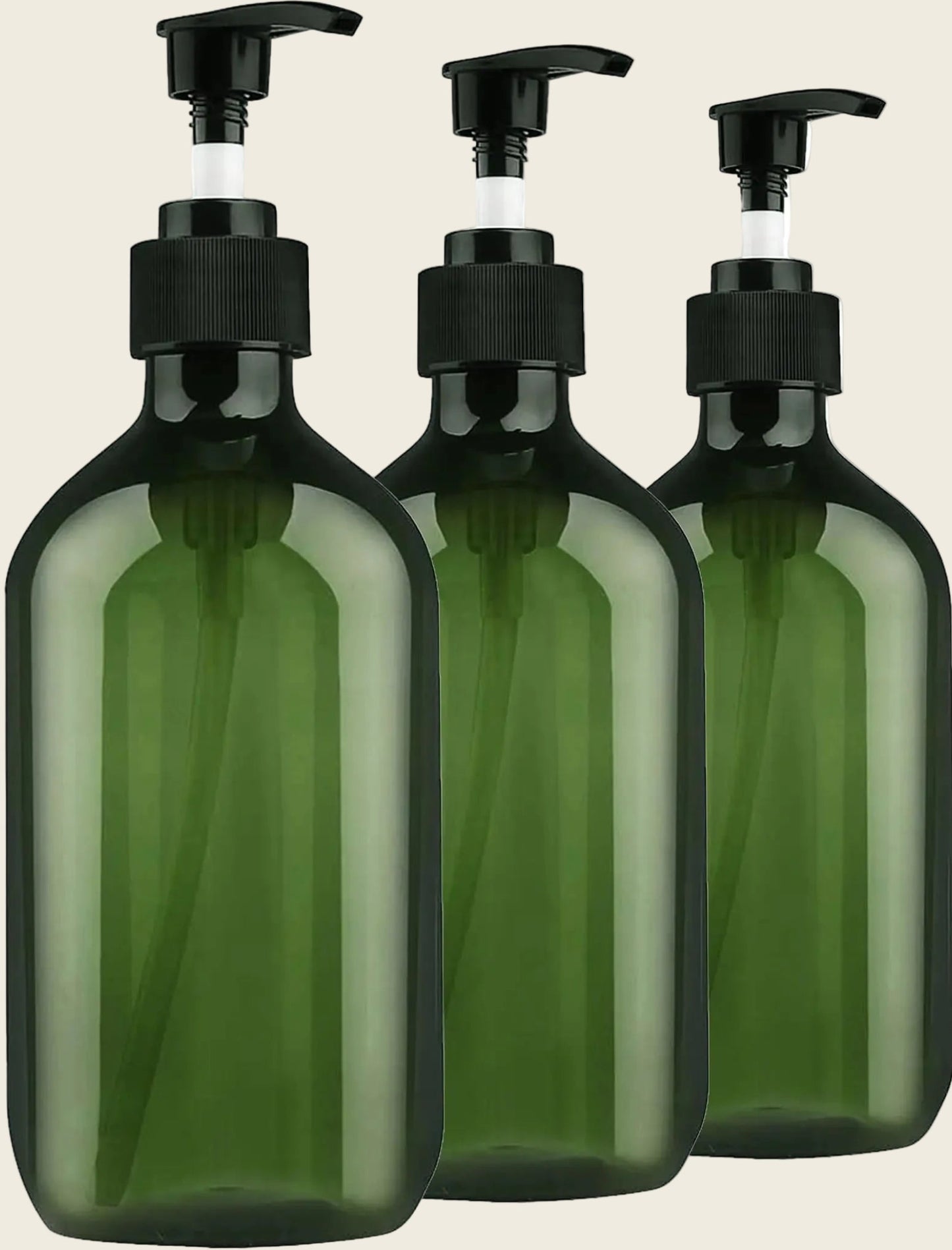 Dluxe Ave.  Refillable Plastic Bottles with Pump Dispenser/ 6pcs, Labels Included /500ml 16.9oz  (3 Pack(Green)