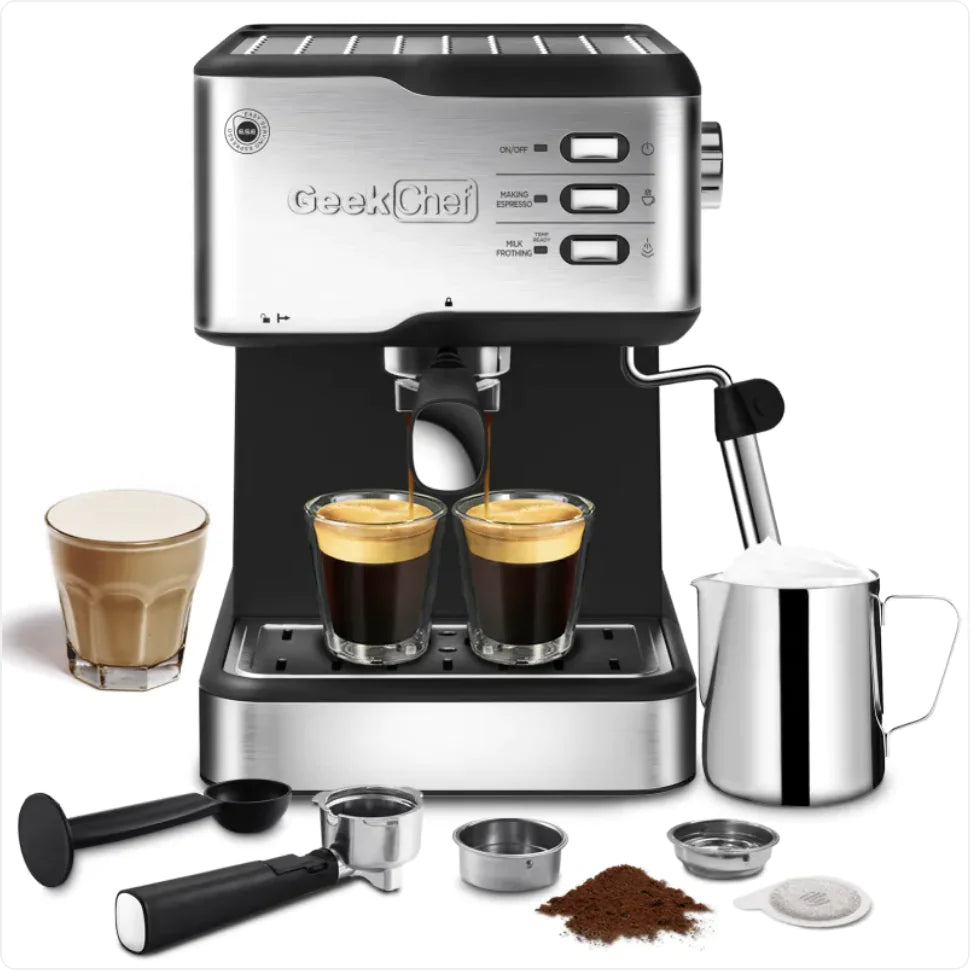 Dluxe Ave. Geek Chef 20-Bar Espresso Machine with Milk Frother