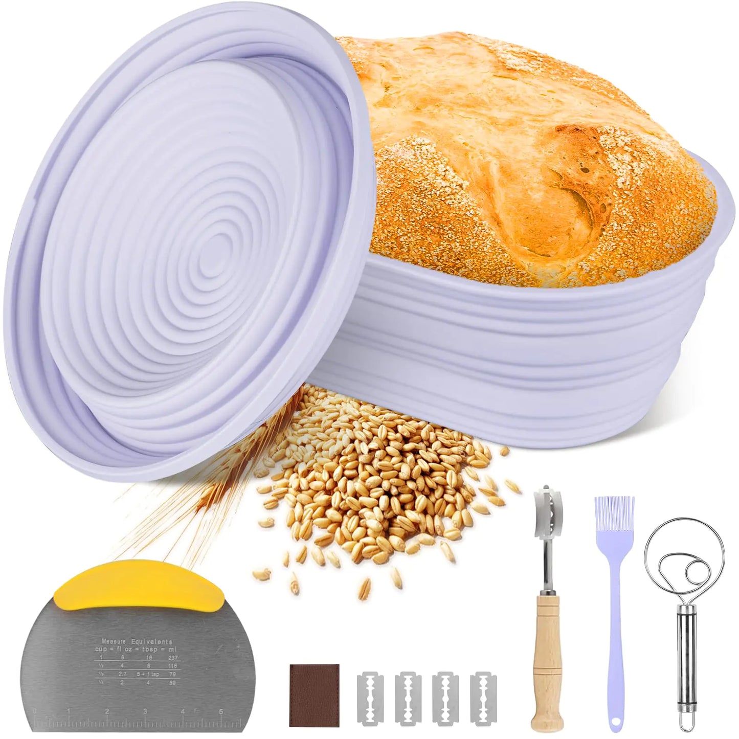 Dluxe Ave. Aledo Sourdough Bread Proofing Basket Kit 2  Bread Making Baking Accessories Set Tools Supplies - Lavender