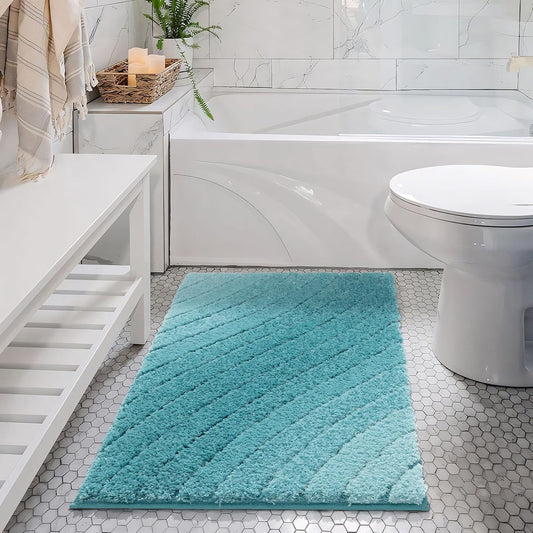 Dluxe Ave. Luxury Bathroom Rug Mat, Plush Fluffy Microfiber/ Large 24x47 (Teal)