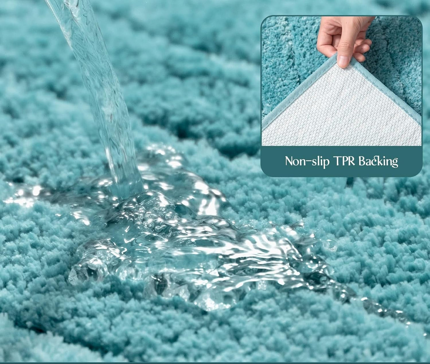 Dluxe Ave. Luxury Bathroom Rug Mat, Plush Fluffy Microfiber, Extra Soft and Absorbent, Bathroom Runner Carpet, Non-Slip, Large 24x47 (Teal)