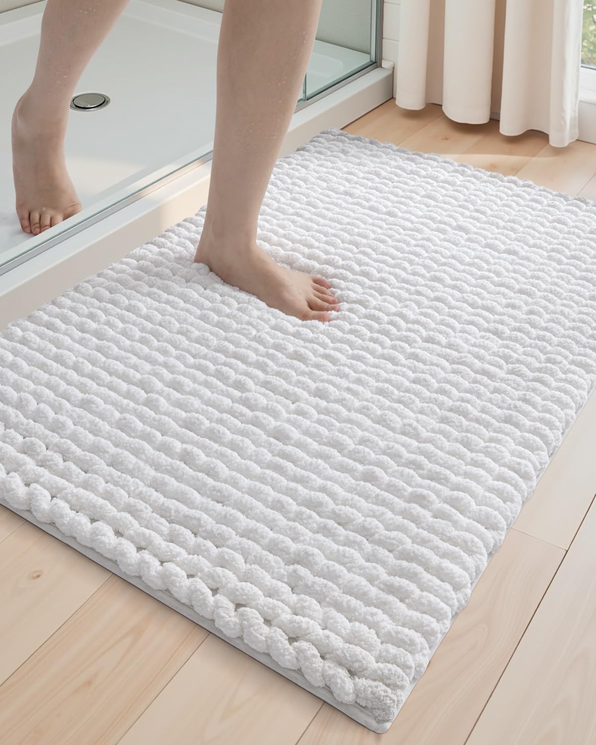 Dluxe Ave. Luxury Soft Thick Plush Bathmat for Tub Shower Floor Bath Accessories Decor 24x36 White