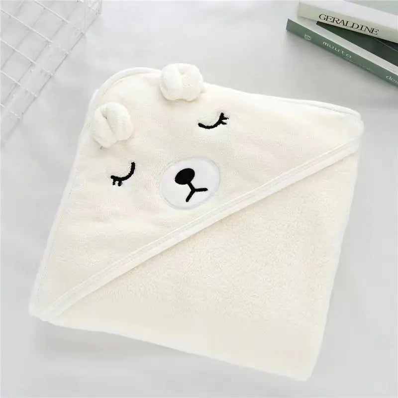 Dluxe Ave. Soft Coral Fleece Hooded Towel for Babies and Kids