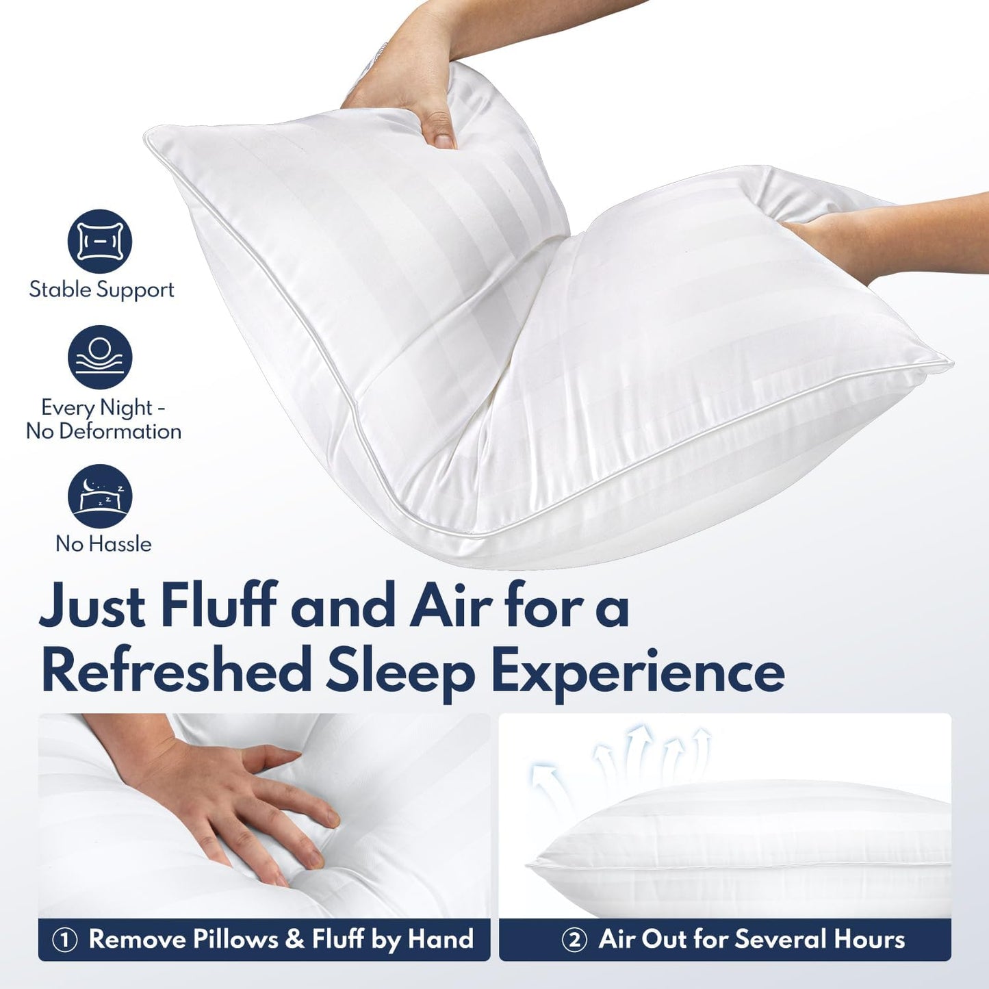 Dluxe Ave. ( QUEEN ) Bed Pillow, Set of 2, { FLUFFY/ SOFT } Luxury Hotel Quality