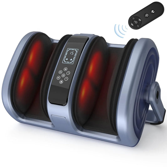 Dluxe Ave. Shiatsu Foot & Calf Massager with Compression & Heating Deep Tissue Kneading Improves Circulation Helps Plantar Fasciitis Massage Foot Calf Arms Gift for Woman and Man Fit Up to Feet Size 14