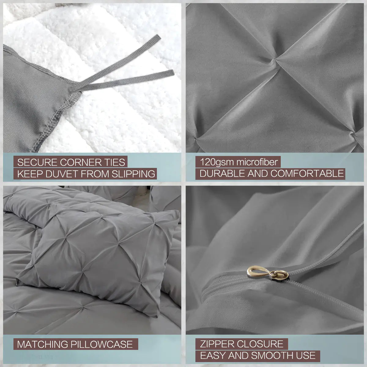 Dluxe Ave. Luxury Couples Quilt Bedding Sets/ Grey