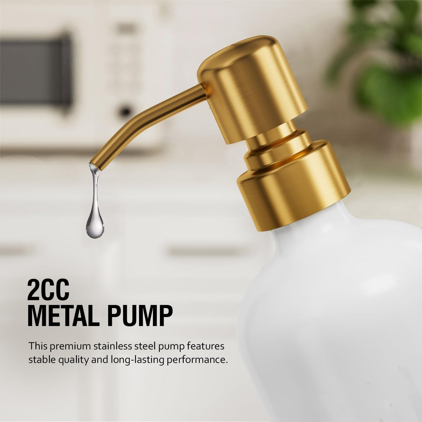 Dluxe Ave. Glass Pump Bottles with Brushed Metal Pump Tops/ 16oz  Set of 2 (White & Gold)