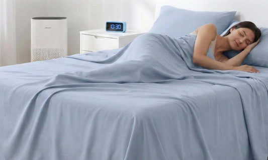 Dluxe Ave. ( KING ) 4 Pcs Cooling Sheet Set,  Deep Pocket,  Light Blue