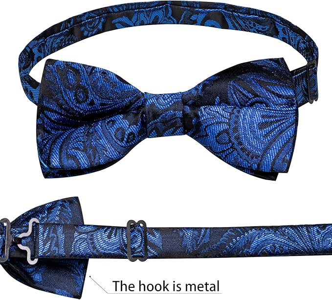 Dluxe Ave. (3X-LARGE)  Silk Paisley Vest/  Waistcoat and Necktie Bowtie Lapel Pin Set 7PCS/  Royal Blue