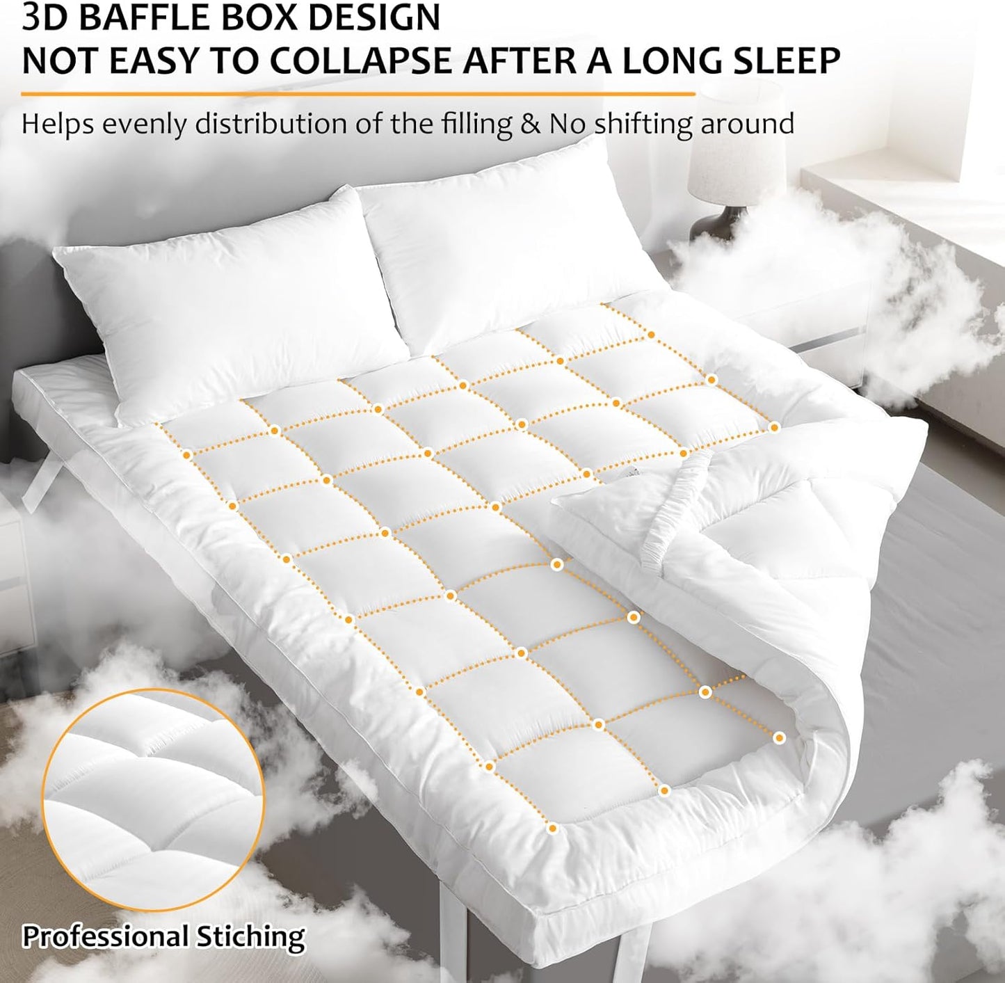 Dluxe Ave. ( FULL ) 5 Inch Goose/Duck Feather, 100% Cotton, Hotel Collection Mattress Topper 54x75 in