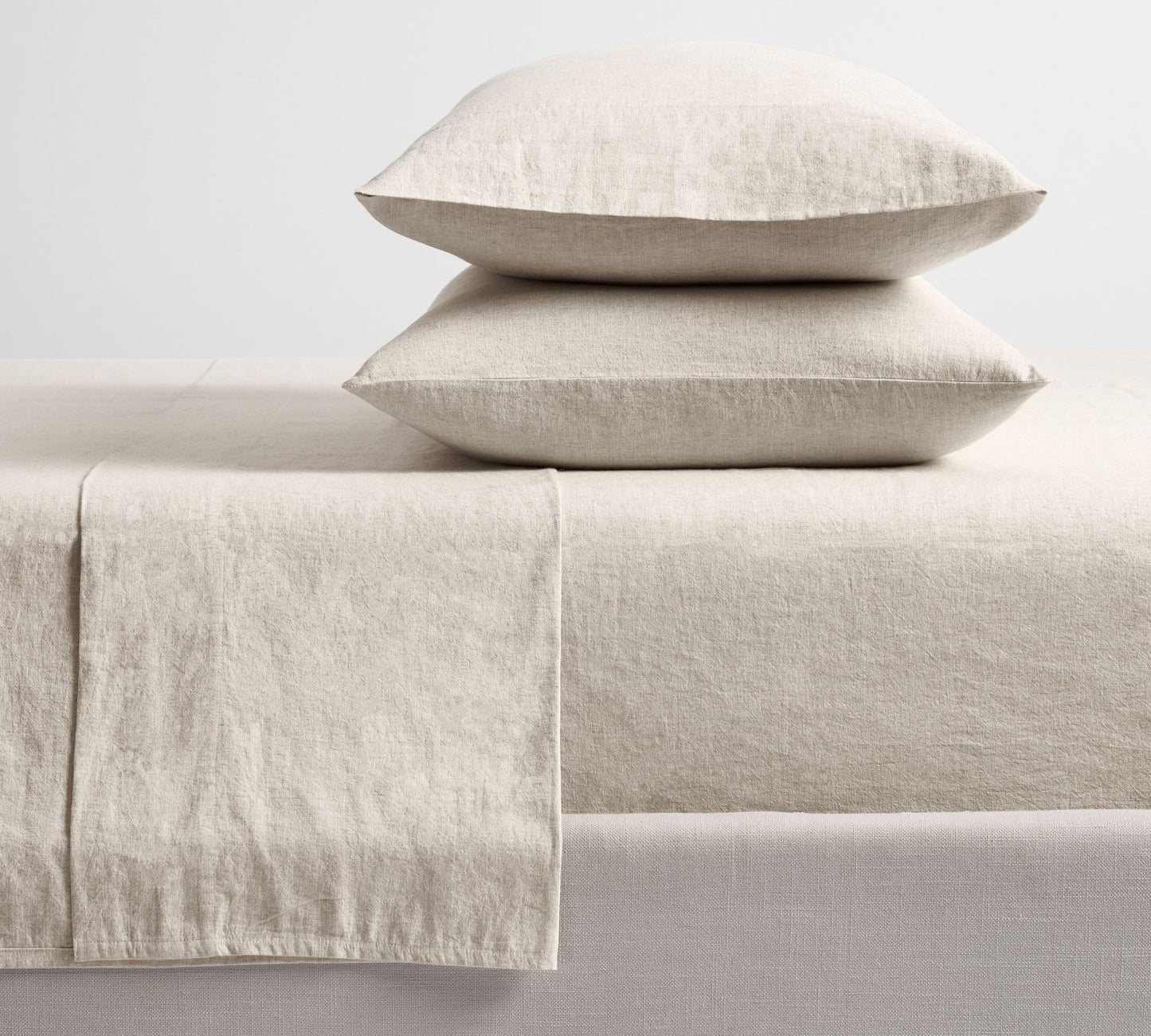Dluxe Ave. ( QUEEN )  European Flax Linen Sheets Set - 4 PC Deep Pocket,  Oat
