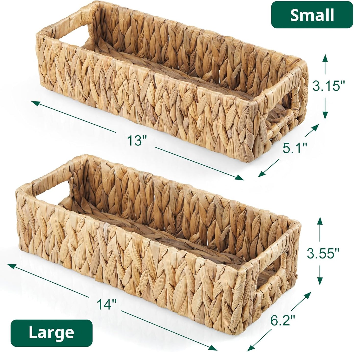 Dluxe Ave. Dreamkey Nesting Wicker Storage Baskets for Organizing with Handles - Small Hand Woven Water Hyacinth Toilet Paper Basket Organizer 2 Pack