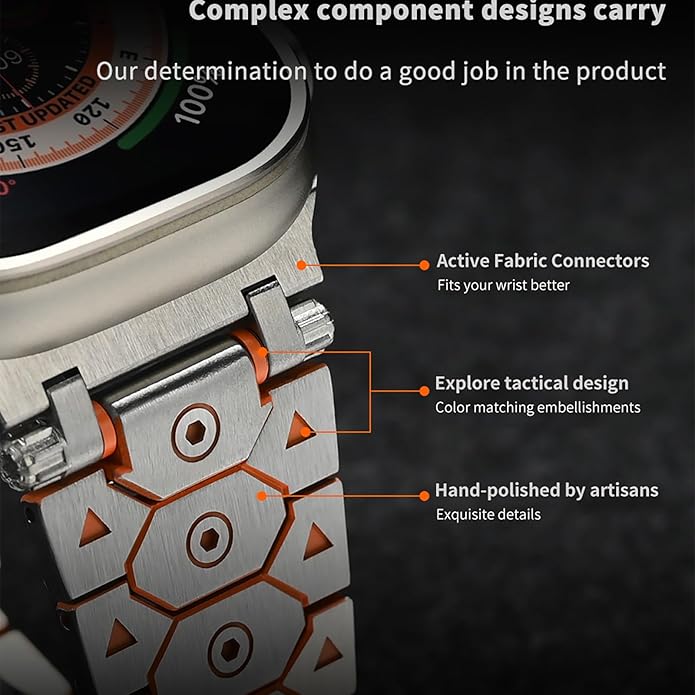 Dluxe Ave. Drevoon Metal Band Compatible with Apple Watch Band for Men 49mm 45mm 44mm 42mm 41mm 40mm 38mm Octagonal Structure Titan Stainless Steel Strap for iWatch Bands Ultra 2 SE Series 9 8 7 6 5 4 3 2 1