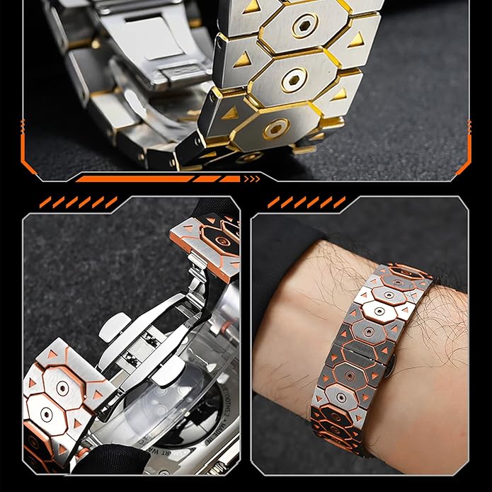 Dluxe Ave. Drevoon Metal Band Compatible with Apple Watch Band for Men 49mm 45mm 44mm 42mm 41mm 40mm 38mm Octagonal Structure Titan Stainless Steel Strap for iWatch Bands Ultra 2 SE Series 9 8 7 6 5 4 3 2 1