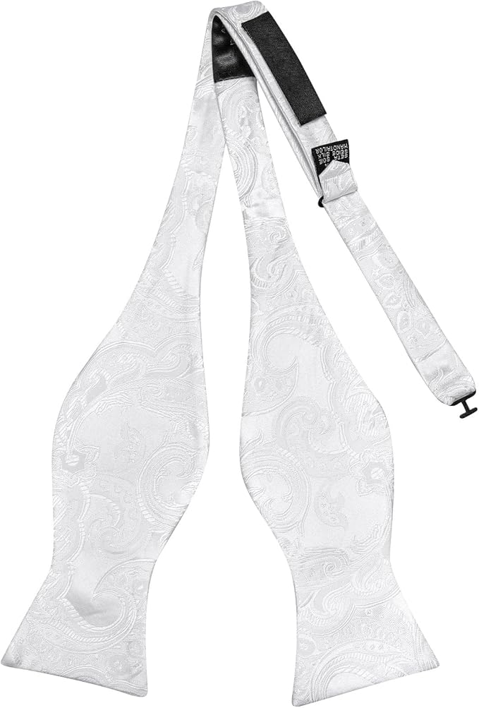 Dluxe Ave. Mens Paisley Flroal Bow Ties and Lapel Pin Set Self Tie Bowties for Men Pocket Square Cufflinks