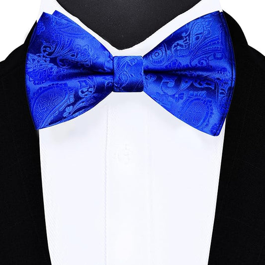 Dluxe Ave. Mens Bowtie Pocket Square & Cufflink Set/ Royal Blue