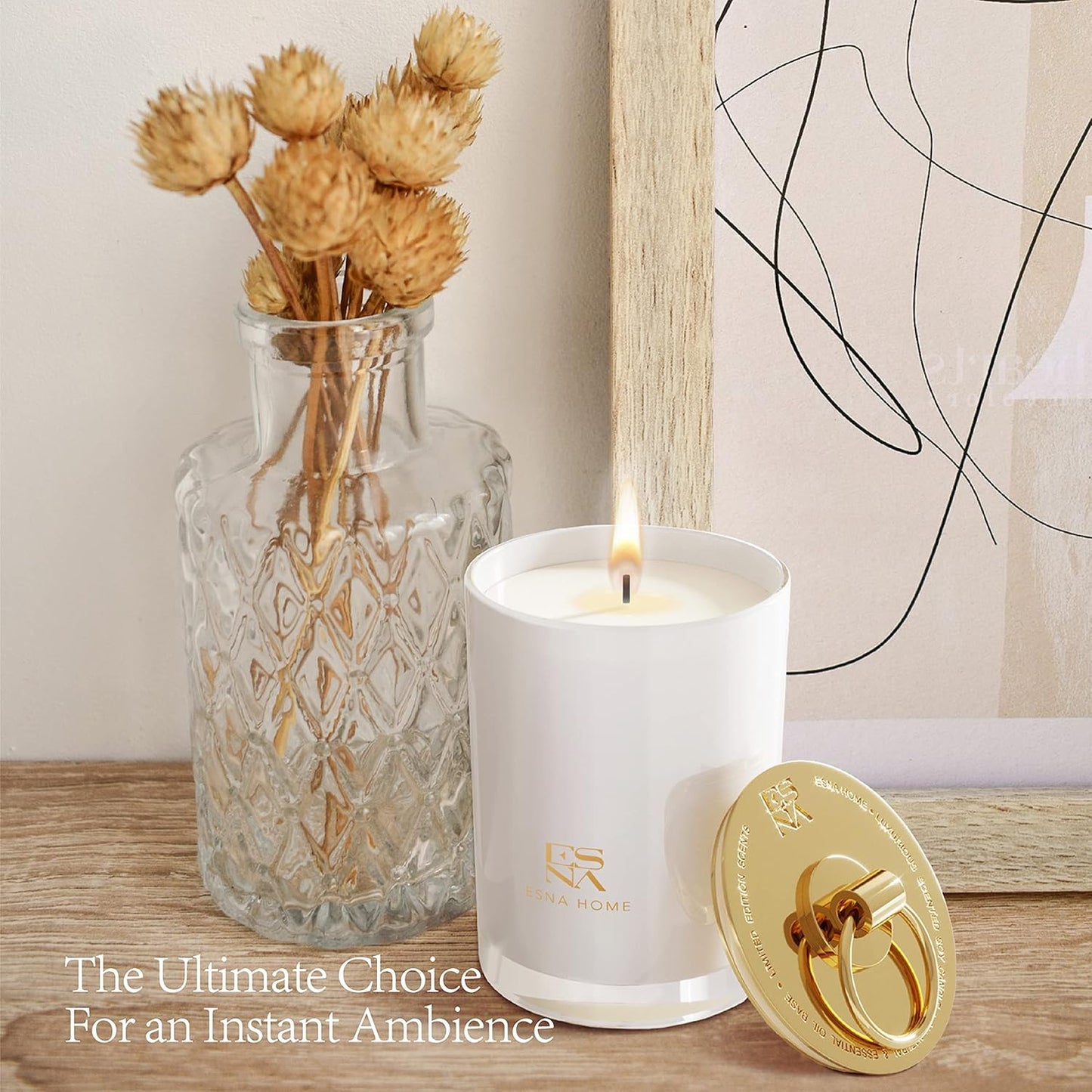 Dluxe Ave. Aromatherapy Scented Candles, Lavender Essential Oil, 50 Hours Burn, /White Candles