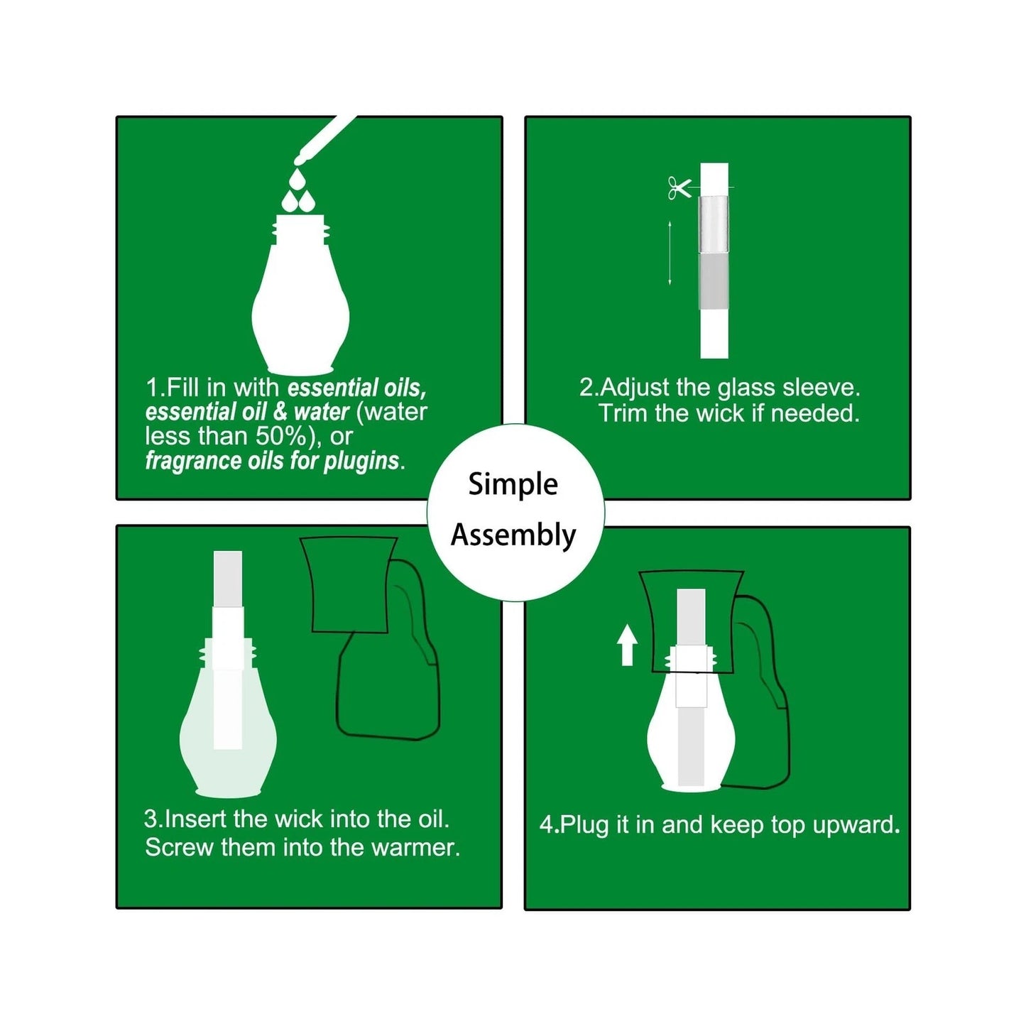 Dluxe Ave. Oil Diffuser 4 Packs Blank/Freshener Refill for Plugins