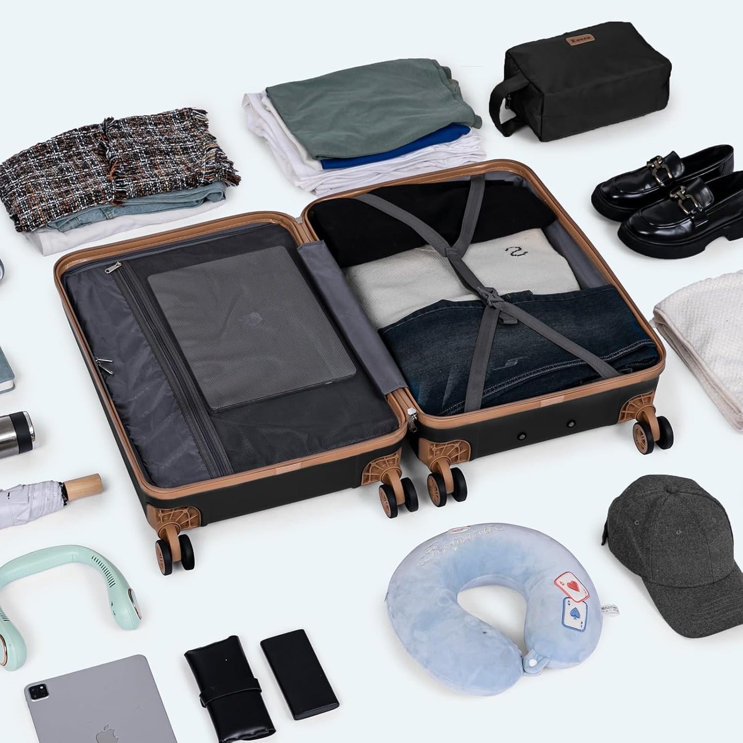 Dluxe Ave. 5 Piece Suitcases with Wheels/ ABS Hard Case/ TSA Lock/ Spinner Wheels/ ( Violet) 20/24/28 in