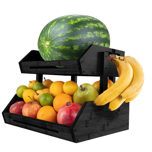 Dluxe Ave. Bamboo Wood Fruit Basket/ 2 Tiered