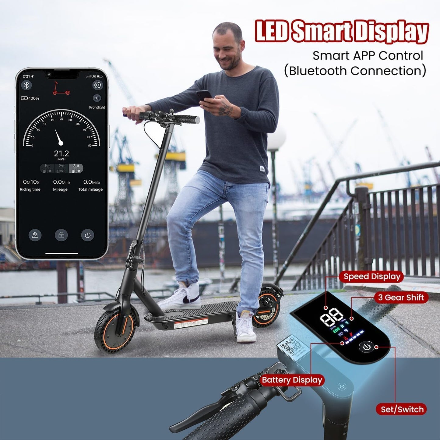 Dluxe Ave. Adult Electric Scooter, Foldable 500W Motor 17-20 Mile Range &17- 20Mph Speed 8.5 Solid Tires