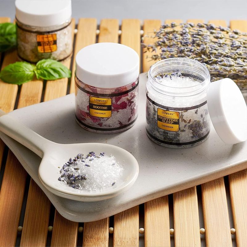Dluxe Ave. Epsom Bath Salts Gift Set Relaxing Spa Salt with Essential Oils - Lavender Eucalyptus Spearmint Lemon Basil Coconut Tea Tree Honey Almond