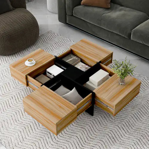 Dluxe Ave. Unique Design Coffee Table With 4 Hidden Storage Compartments
