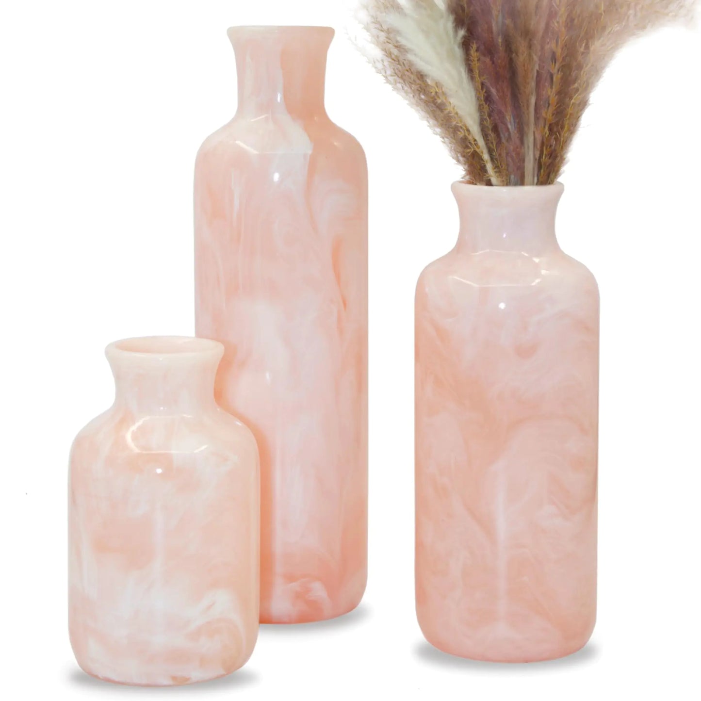 Dluxe Ave. Resin 3 Piece Vase Set (Pink)