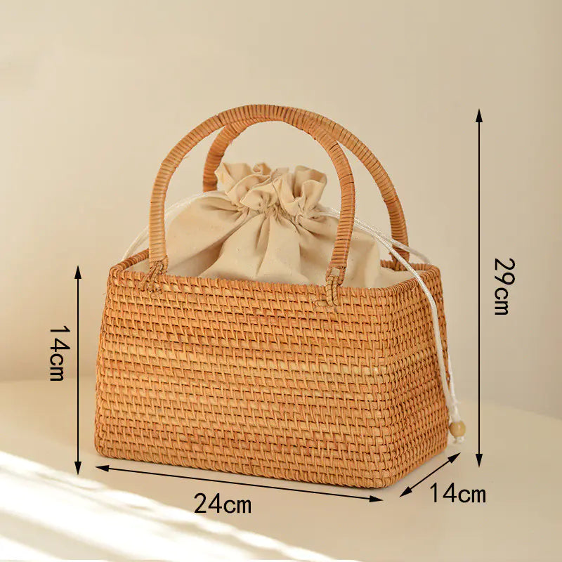 Dluxe Ave. 3 Handwoven Rattan Picnic Basket for Storage and Outings