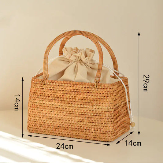 Dluxe Ave. 3 Handwoven Rattan Picnic Basket for Storage and Outings