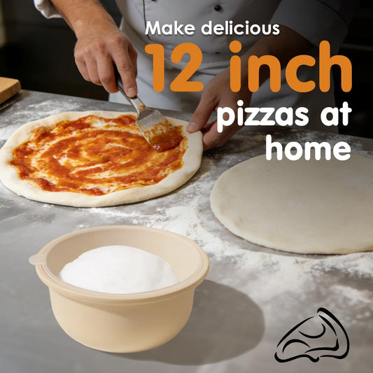 Dluxe Ave. 4Pcs Stackable Silicone Pizza Dough Proofing Containers with Lids Accessories 700ml(4Pcs Beige)