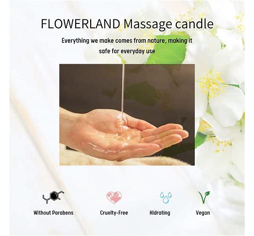 Dluxe Ave. FLOWERLAND Massage Candle - Moisturizing Massage Oil Candle for Couples and Home Spa - Luxurious & Hydrating Skin Care Body Massage Oils - Natural Vegan - Jasmine (200ml)