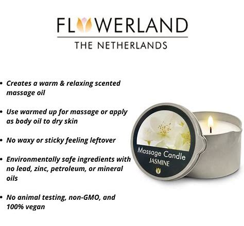 Dluxe Ave. FLOWERLAND Massage Candle - Moisturizing Massage Oil Candle for Couples and Home Spa - Luxurious & Hydrating Skin Care Body Massage Oils - Natural Vegan - Jasmine (200ml)
