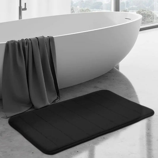 Dluxe Ave. Memory Foam Bath Mat, Ultra Soft, Thick and Absorbent, Non-Slip, 24x16  (Black)