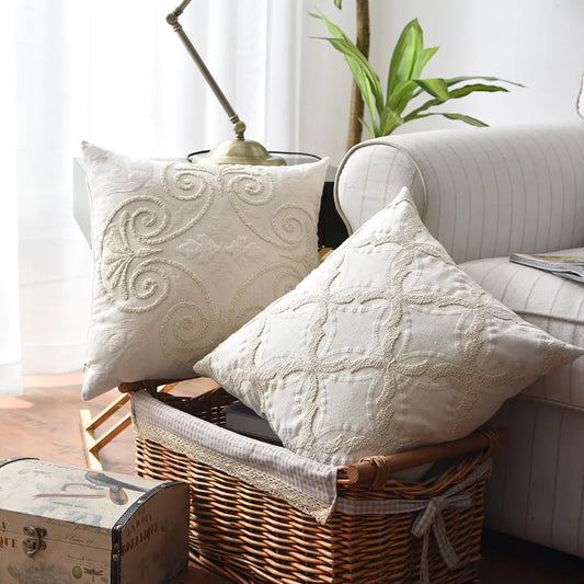 Dluxe Ave. Embroidered Couch Cotton and Linen Woven Couch Pillow