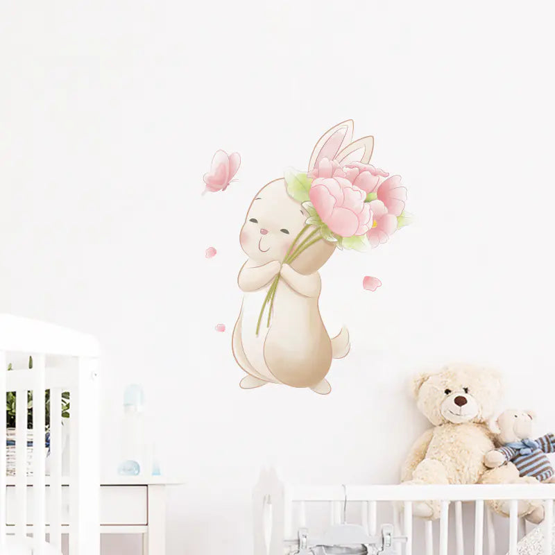 Dluxe Ave. Cartoon Rabbit Rose Butterfly Wall Stickers for Kids