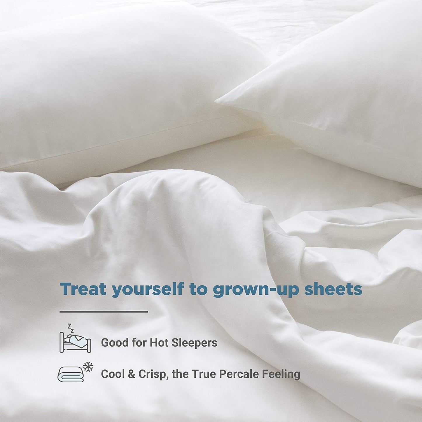 Dluxe Ave. ( FULL ) 4 Pcs 100% Organic Cotton Percale Weave Sheet Set, 300 Thread Count, GOTS Certified, Fits Up to 17" Deep Pocket, Ivory