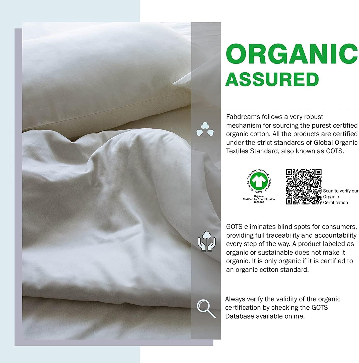 Dluxe Ave. ( FULL ) 4 Pcs 100% Organic Cotton Percale Weave Sheet Set, 300 Thread Count, GOTS Certified, Fits Up to 17" Deep Pocket, Ivory