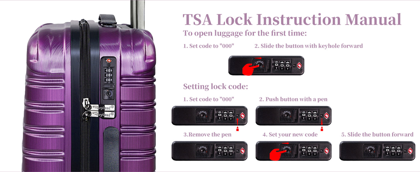 Dluxe Ave. Carry On Luggage/ Airline Approved/ PC+ABS with TSA Lock/ Hardshell (Purple) 22x14x9