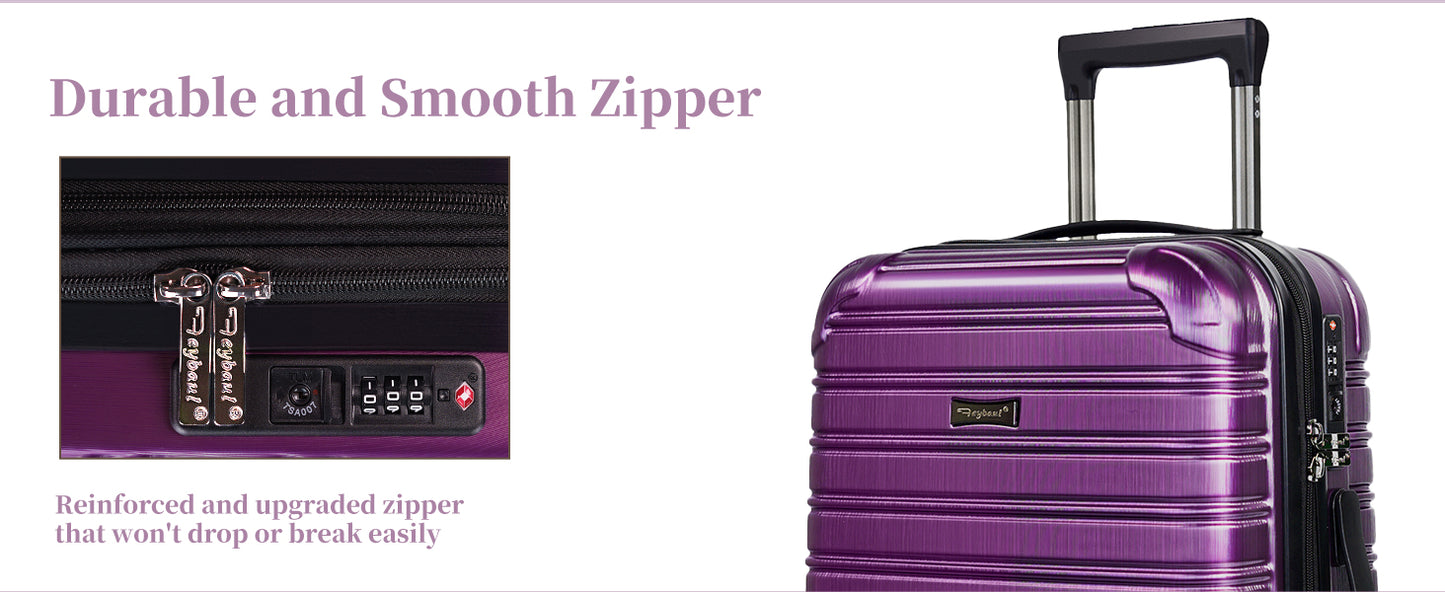 Dluxe Ave. Carry On Luggage/ Airline Approved/ PC+ABS with TSA Lock/ Hardshell (Purple) 22x14x9