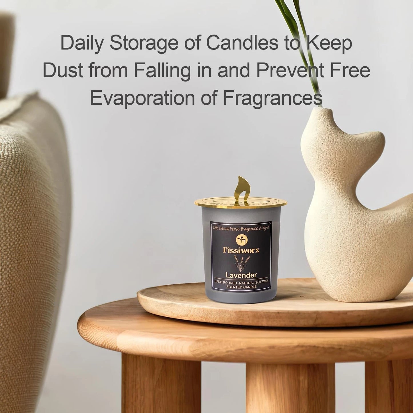Dluxe Ave. Lavender Scented Candle with Candle Topper/ Natural Soy Wax/ Burn 60-Hour