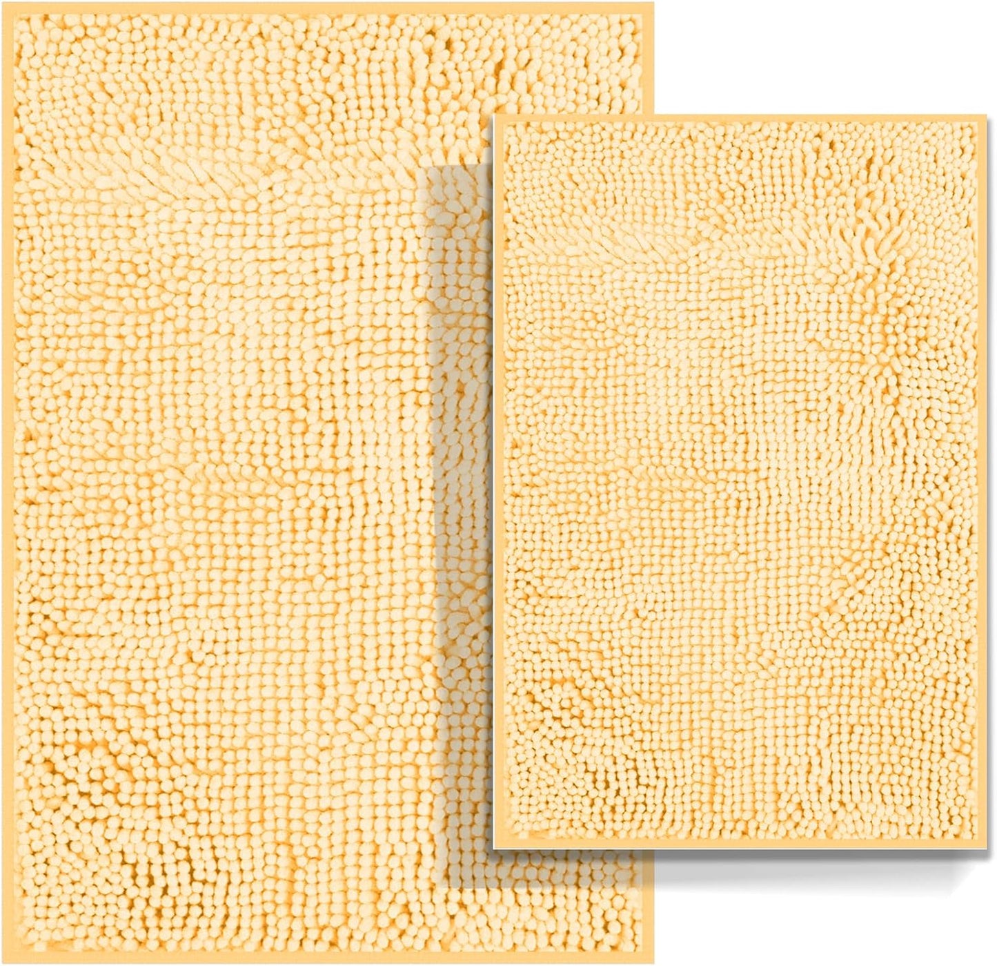Dluxe Ave. Flotstiga Bathroom Rugs Chenille Extra Thick and Absorbent Non-Slip Sets 2Piece Cream