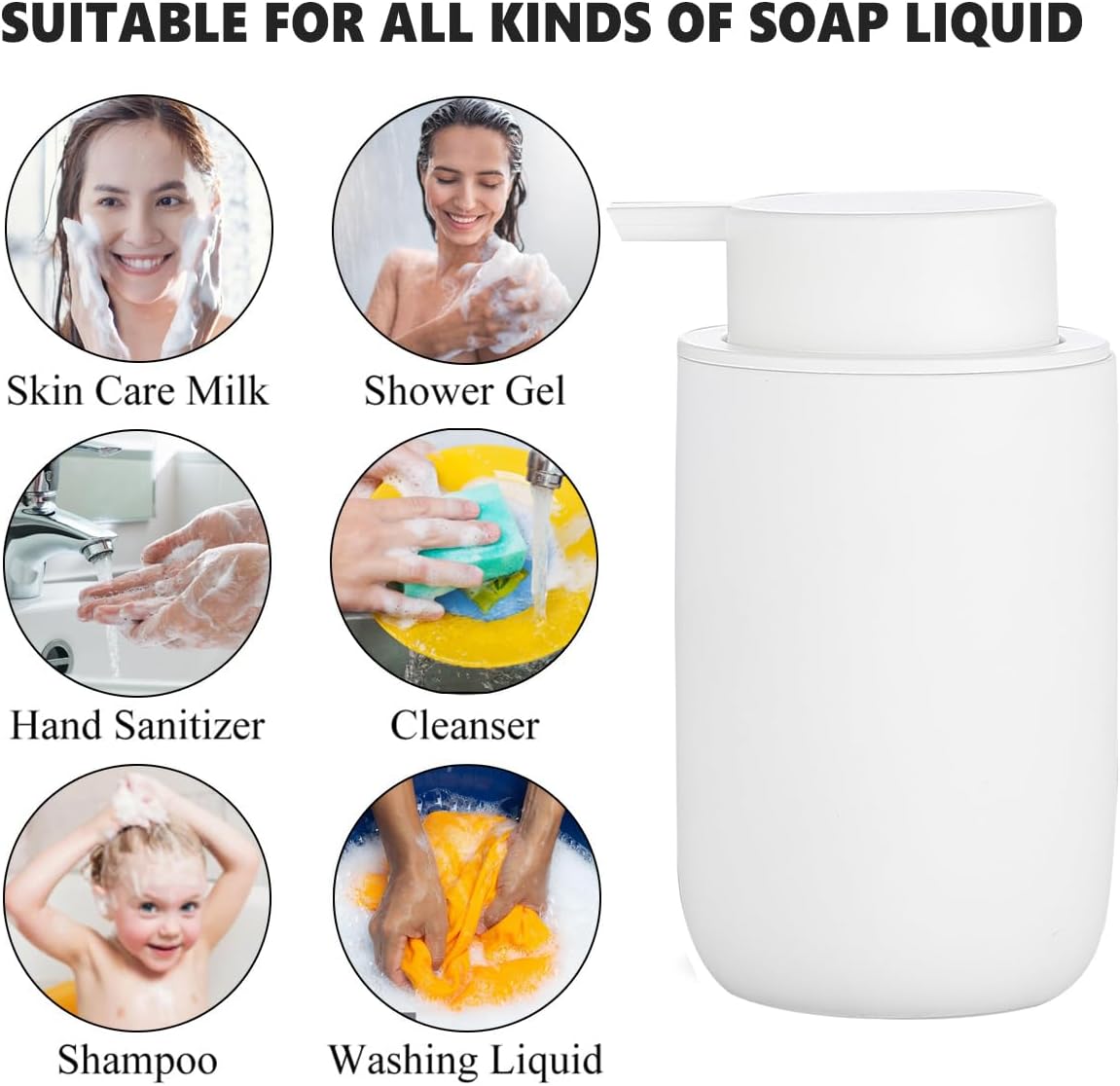 Dluxe Ave. Foaming Soap, Ceramic Hand Dispenser Set, 2 Pack (White)
