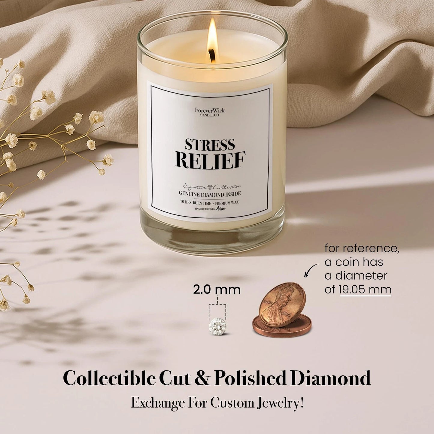 Dluxe Ave. Stress Relief Candle, Aromatherapy for Bath/ 14 oz & 70 Hours Burning Time