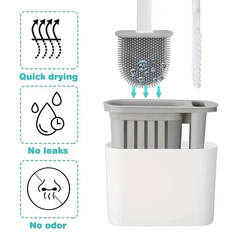 Dluxe Ave. Wall-mounted Toilet Brush and Holder with Silicone Head