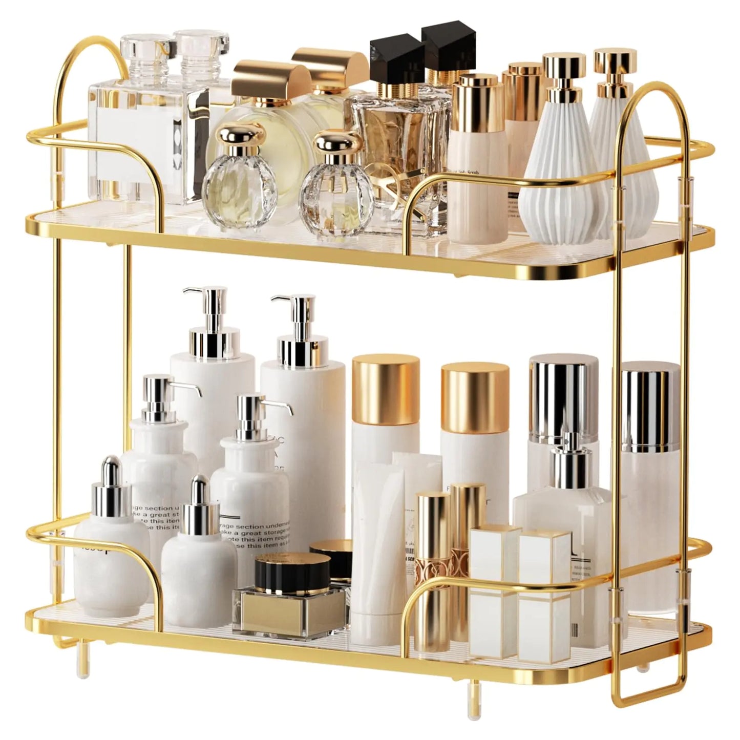 Dluxe Ave. Oifecsie Bathroom Organizer Countertop 2 Tier Cosmetic Skincare Perfume Organizer Bathroom Counter Makeup Perfume for Dresser Vanity Tray Kitchen Spice Rack for Storage Shelf