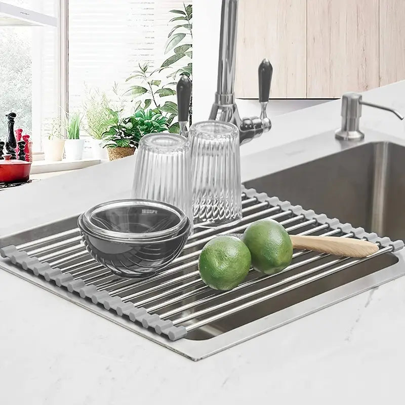 Dluxe Ave. Foldable Roll-Up Dish Drying Rack for Kitchen Sink