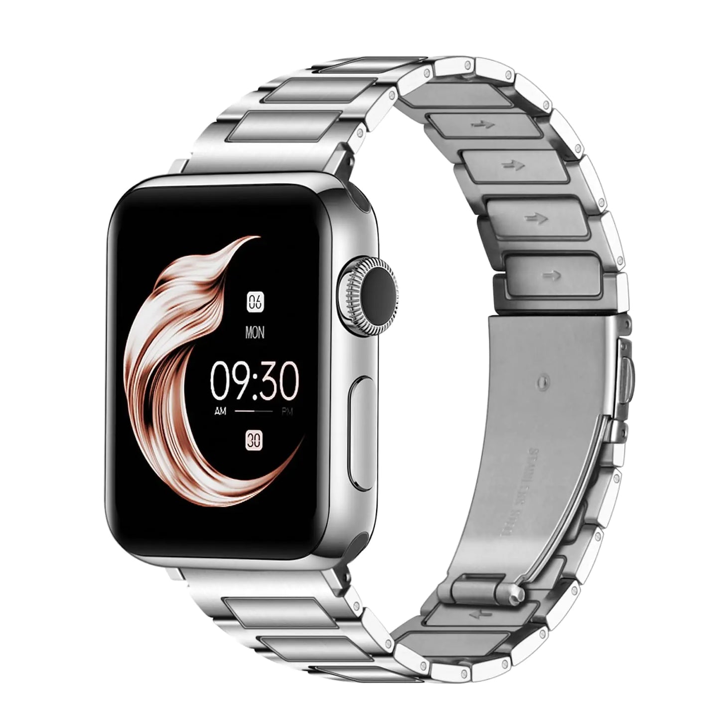 Dluxe Ave. Juntan Business Band Compatible with Apple Watch Bands for Men Women 44mm 45mm 49mm 42mm Silver Stainless Steel Removable Strap for iWatch Bands Series 9 8 7 6 5 4 3 2 SE Ultra